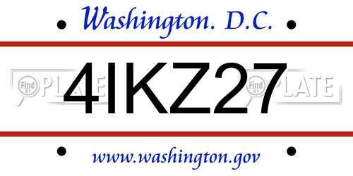 4IKZ27 District Of Columbia License Plate