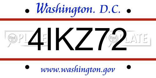 4IKZ72 District Of Columbia License Plate