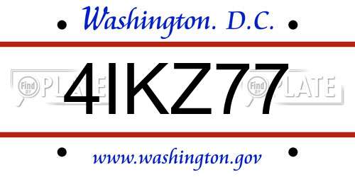 4IKZ77 District Of Columbia License Plate