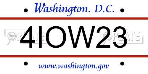 4IOW23 District Of Columbia License Plate