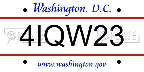 4IQW23 District Of Columbia License Plate