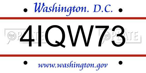 4IQW73 District Of Columbia License Plate