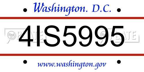 4IS5995 District Of Columbia License Plate