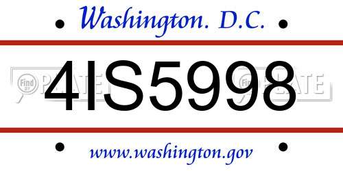 4IS5998 District Of Columbia License Plate