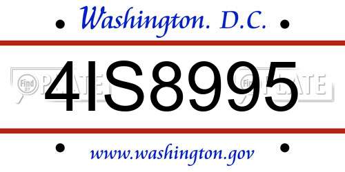 4IS8995 District Of Columbia License Plate