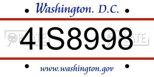 4IS8998 District Of Columbia License Plate