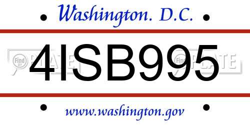 4ISB995 District Of Columbia License Plate