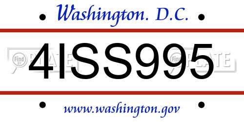 4ISS995 District Of Columbia License Plate