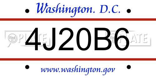 4J20B6 District Of Columbia License Plate