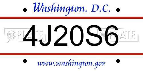 4J20S6 District Of Columbia License Plate