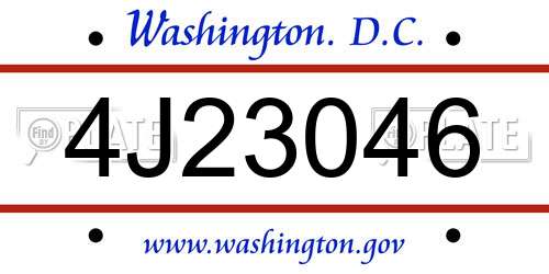 4J23046 District Of Columbia License Plate
