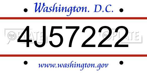 4J57222 District Of Columbia License Plate