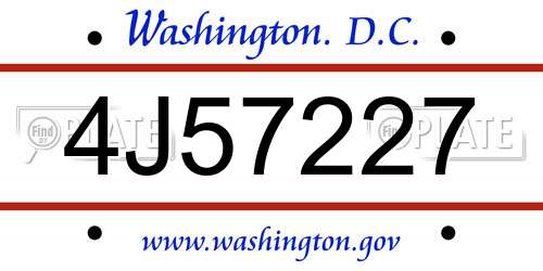 4J57227 District Of Columbia License Plate