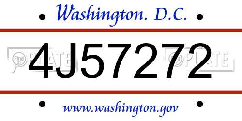4J57272 District Of Columbia License Plate