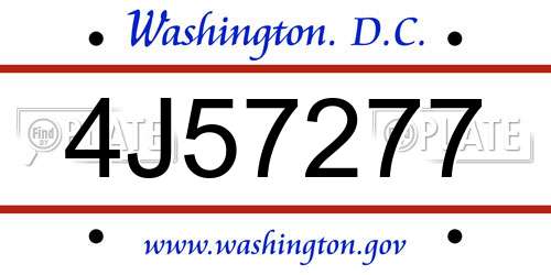 4J57277 District Of Columbia License Plate