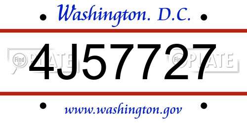 4J57727 District Of Columbia License Plate