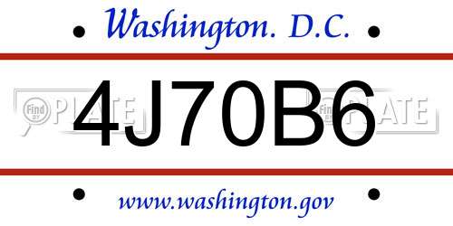 4J70B6 District Of Columbia License Plate