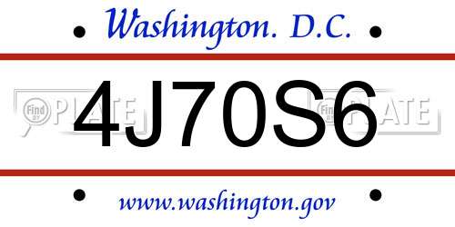 4J70S6 District Of Columbia License Plate