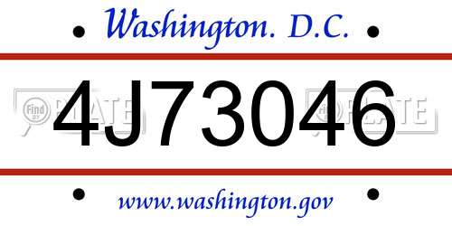 4J73046 District Of Columbia License Plate