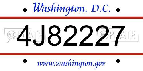 4J82227 District Of Columbia License Plate
