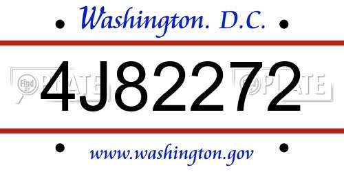 4J82272 District Of Columbia License Plate