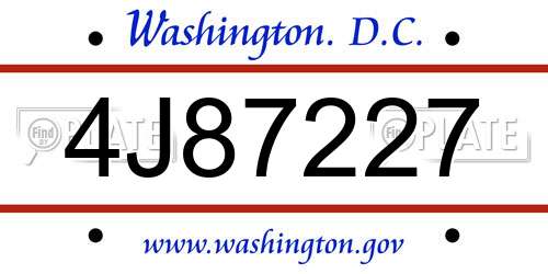 4J87227 District Of Columbia License Plate