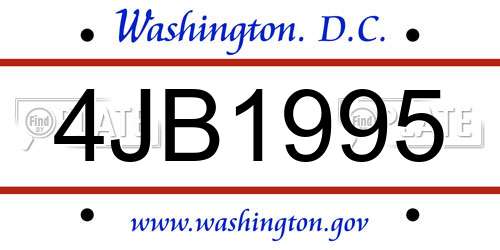 4JB1995 District Of Columbia License Plate