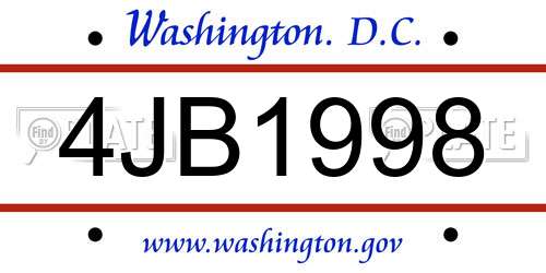 4JB1998 District Of Columbia License Plate