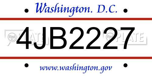 4JB2227 District Of Columbia License Plate