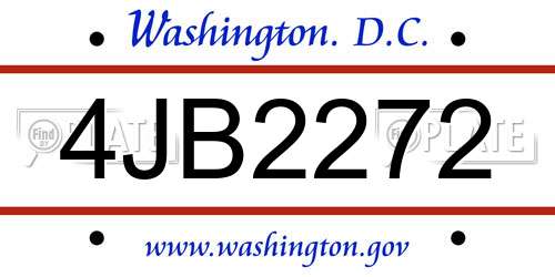 4JB2272 District Of Columbia License Plate