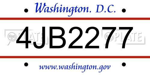 4JB2277 District Of Columbia License Plate
