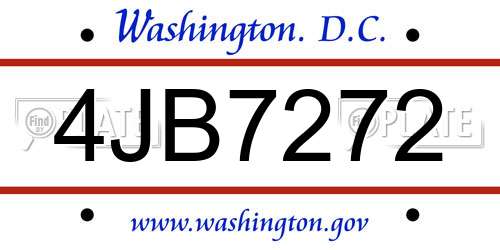 4JB7272 District Of Columbia License Plate