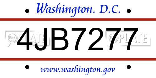 4JB7277 District Of Columbia License Plate