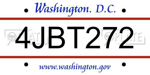 4JBT272 District Of Columbia License Plate