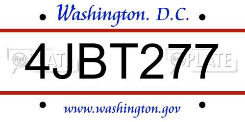 4JBT277 District Of Columbia License Plate