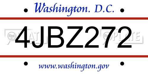 4JBZ272 District Of Columbia License Plate