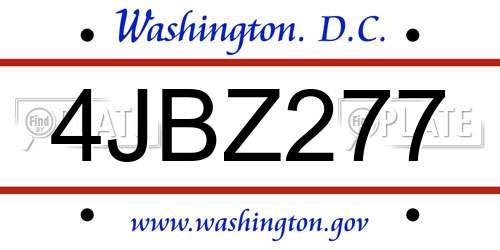 4JBZ277 District Of Columbia License Plate