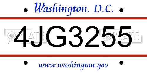 4JG3255 District Of Columbia License Plate