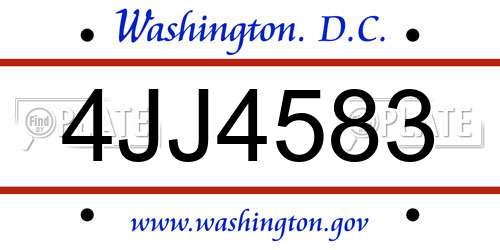 4JJ4583 District Of Columbia License Plate