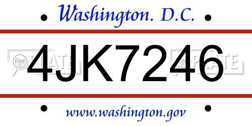 4JK7246 District Of Columbia License Plate