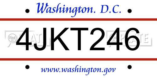 4JKT246 District Of Columbia License Plate