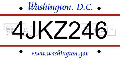 4JKZ246 District Of Columbia License Plate