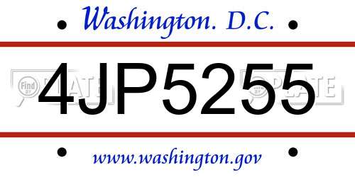 4JP5255 District Of Columbia License Plate