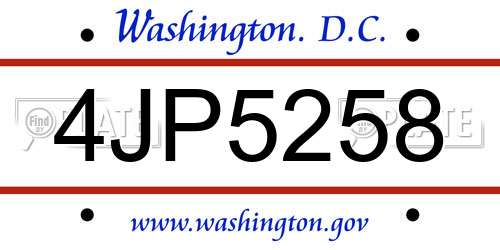 4JP5258 District Of Columbia License Plate