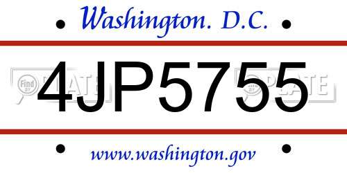 4JP5755 District Of Columbia License Plate