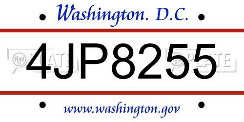 4JP8255 District Of Columbia License Plate