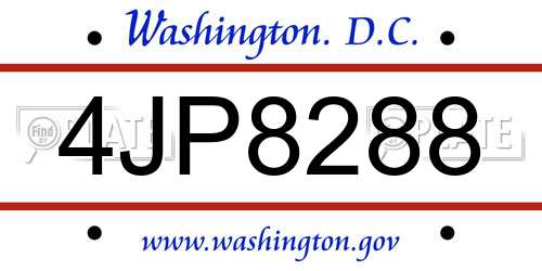 4JP8288 District Of Columbia License Plate