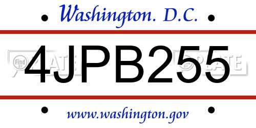 4JPB255 District Of Columbia License Plate