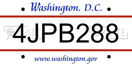 4JPB288 District Of Columbia License Plate