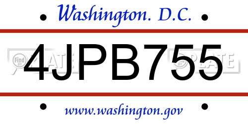 4JPB755 District Of Columbia License Plate